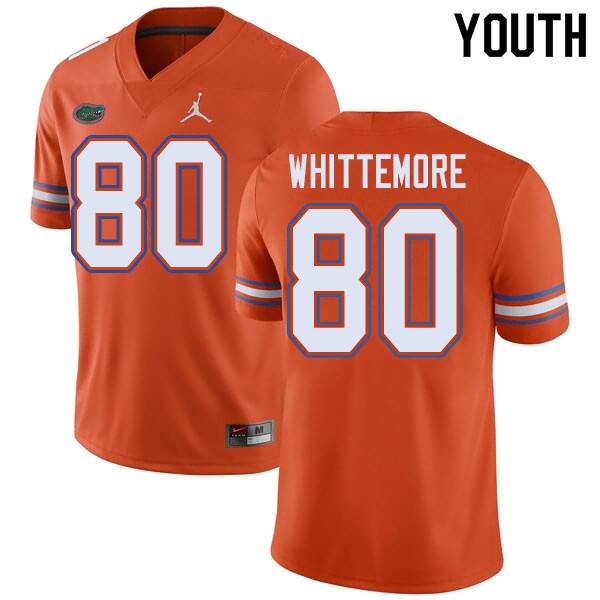 Youth NCAA Florida Gators Trent Whittemore #80 Stitched Authentic Jordan Brand Orange College Football Jersey GLA2665CN